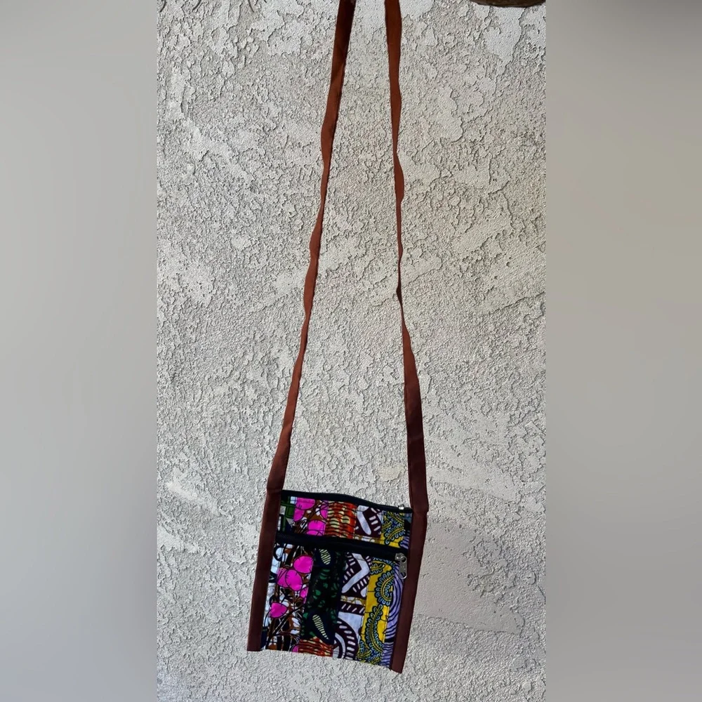 NW 💯 Cotton Patch Vlisco Fabric Crossbody Purse Sz 6”x6”